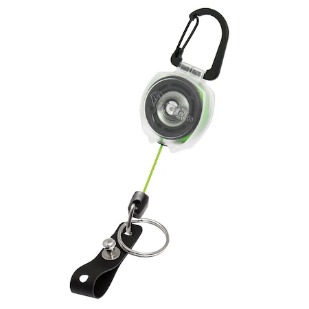 Key-Bak Sidekick Super Duty, Clear, 24 in. Green Cord , Carabiner, Super Duty Strap/Split Ring 0KB12-5D244